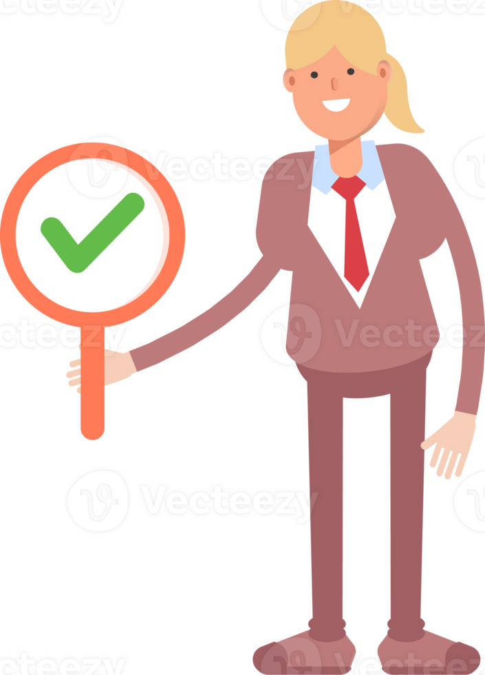 Businesswoman in Suit Character Showing Check Mark png
