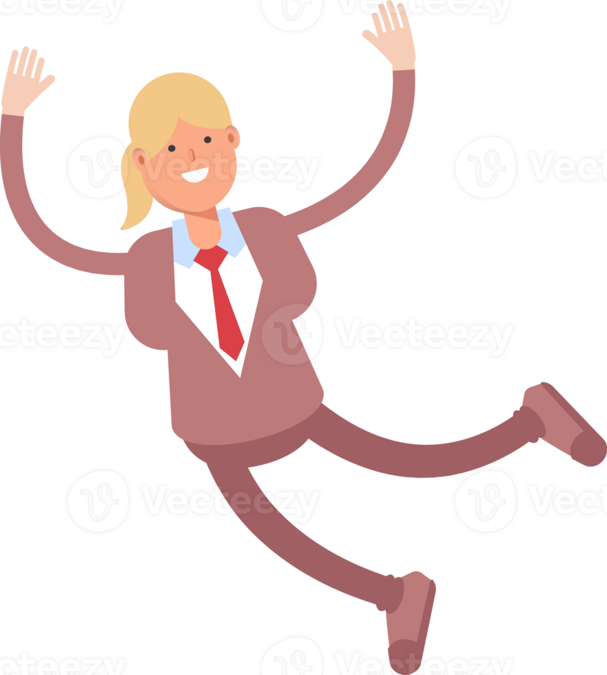Businesswoman in Suit Character Relaxing and Jumping png