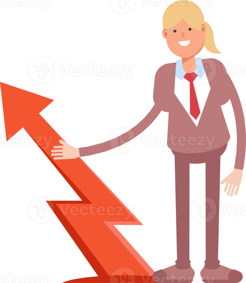 Businesswoman in Suit Character and Arrow Chart png