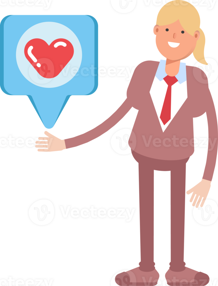 Businesswoman in Suit Character and Heart Message png