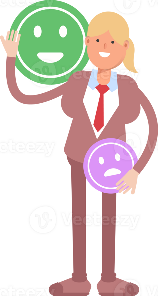Businesswoman in Suit Character and Emoticon Sign png