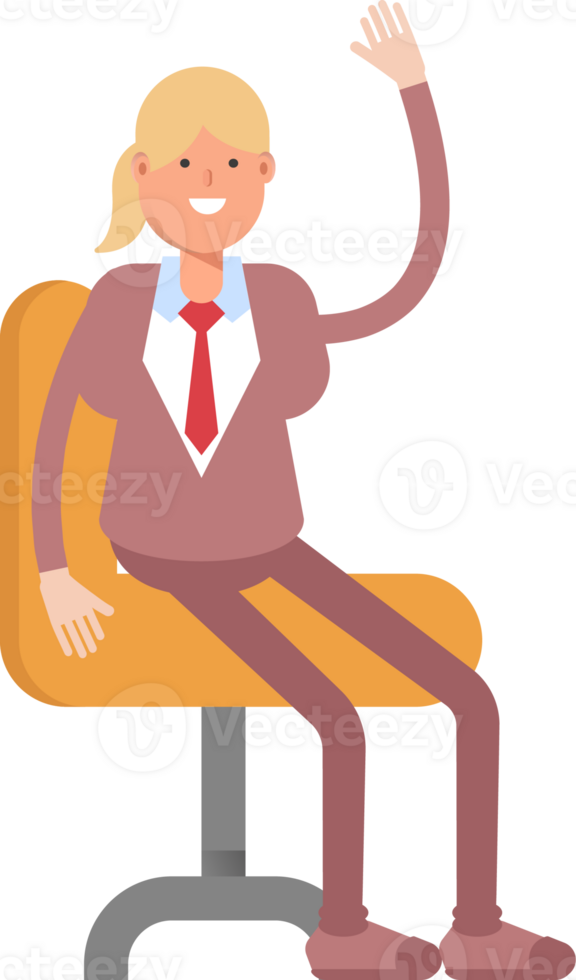 Businesswoman in Suit Character Sitting on Chair png