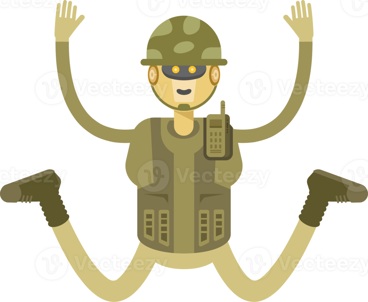 Robot Soldier Character Jumping Illustration png