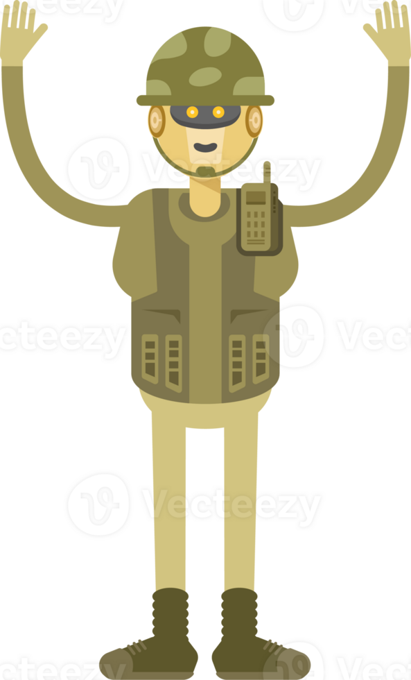 Robot Soldier Character Raising Hands png