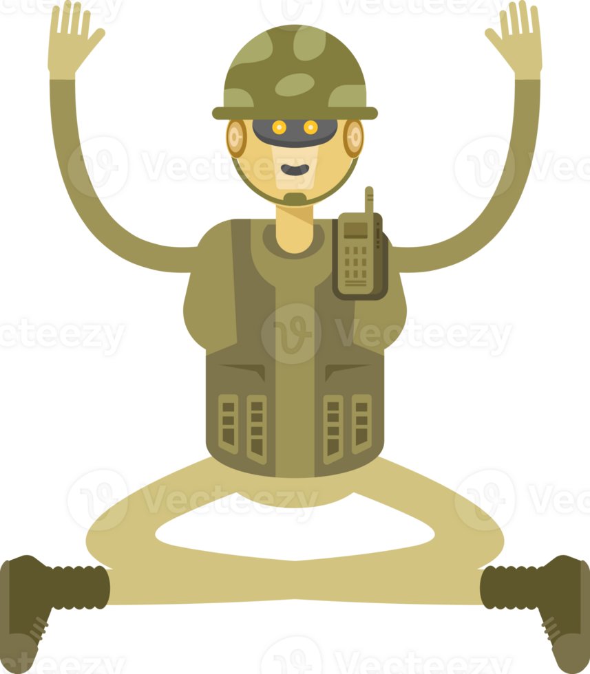 Robot Soldier Character Sitting Illustration png