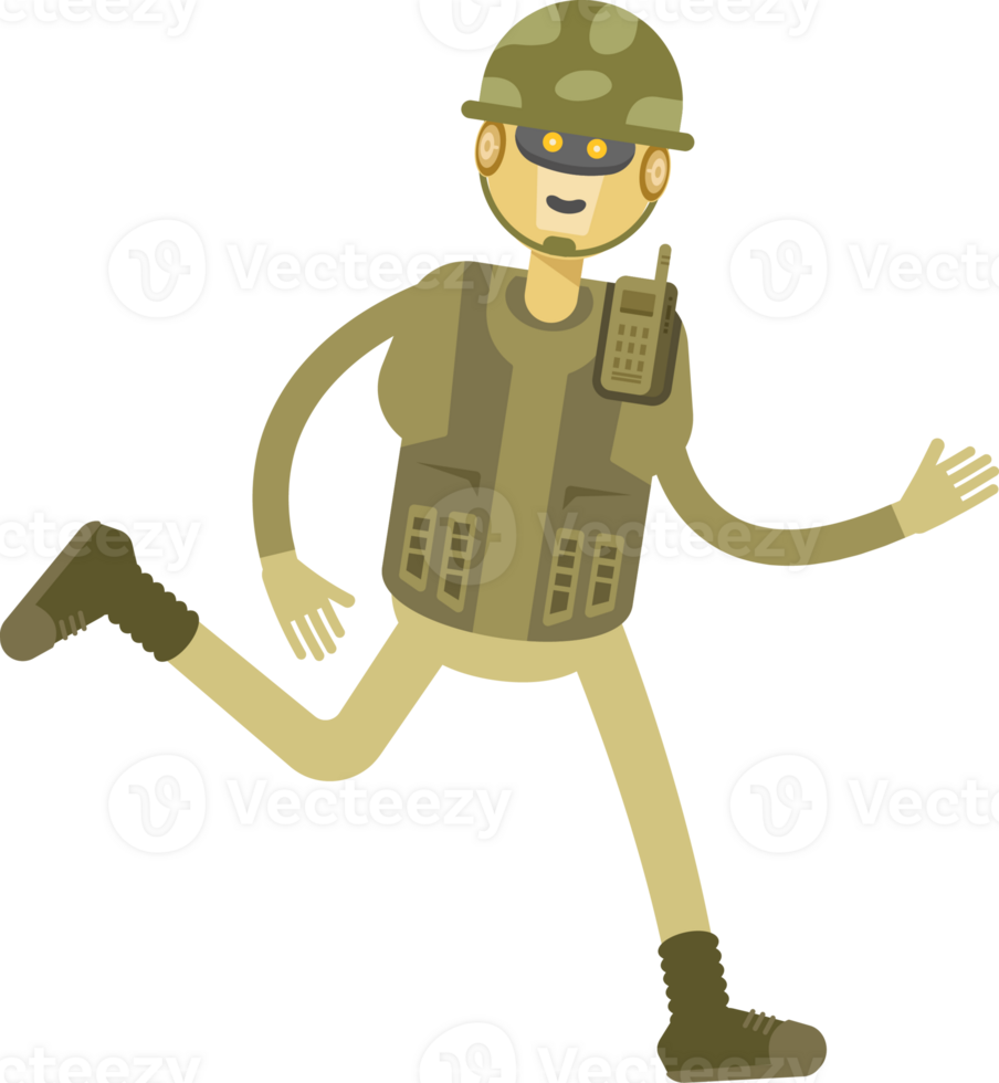 Robot Soldier Character Walking Illustration png