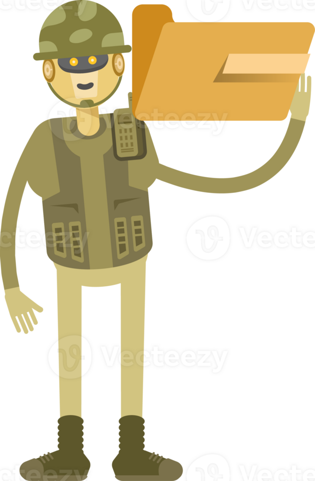 Robot Soldier Character Holding Folder png