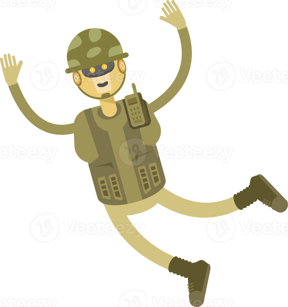 Robot Soldier Character Relaxing and Jumping png