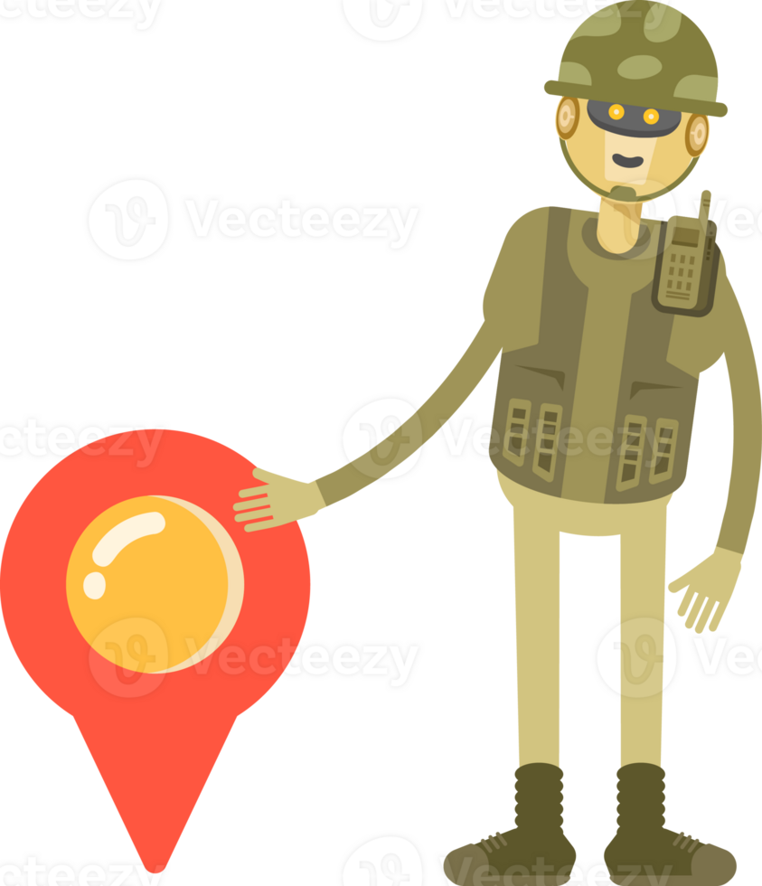 Robot Soldier Character and Location Pin png