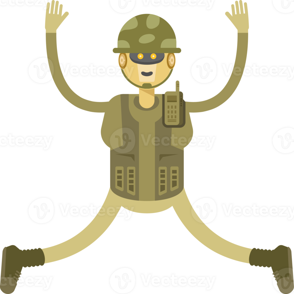 Robot Soldier Character Relaxing and Jumping Illustration png