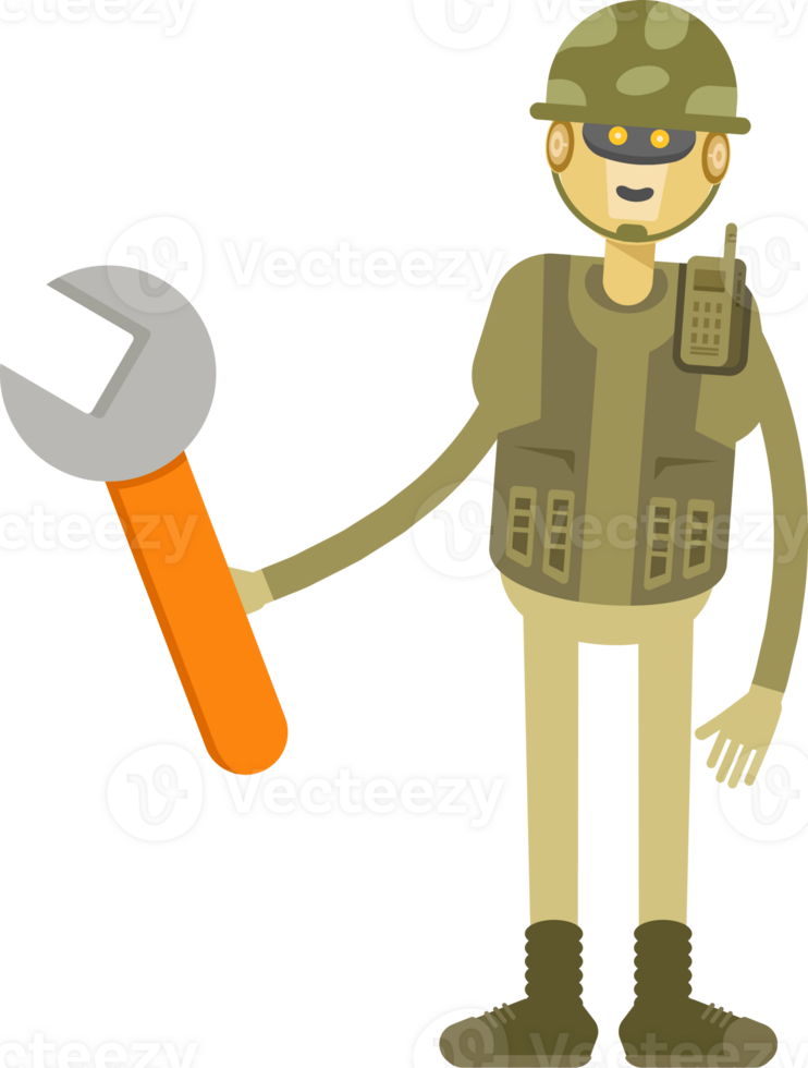 Robot Soldier Character Using Wrench Tool png