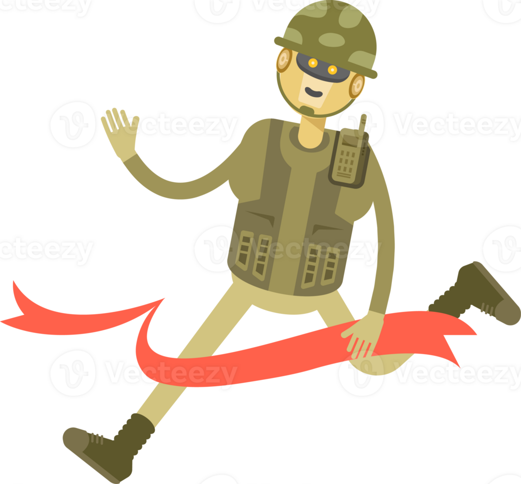 Robot Soldier Character Running at Finish Line png