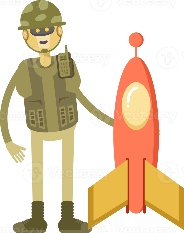 Robot Soldier Character and Rocket png