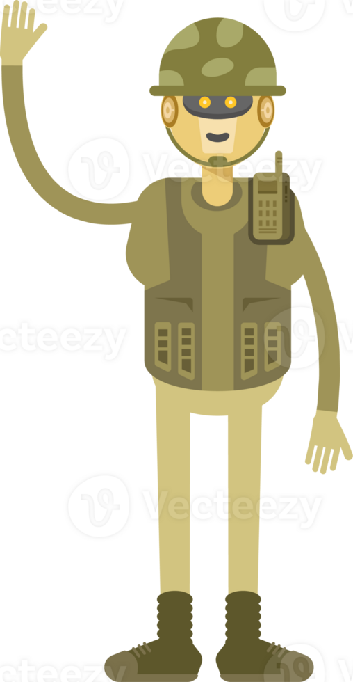Robot Soldier Character Greeting Illustration png