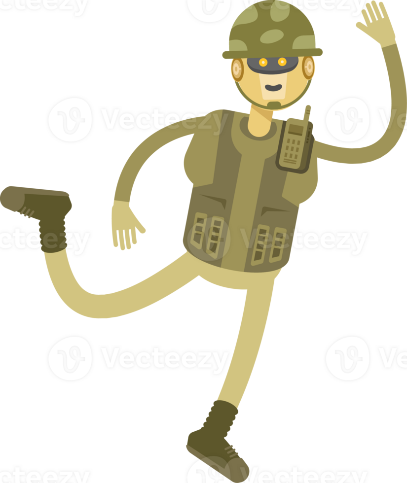 Robot Soldier Character Jumping and Flying png