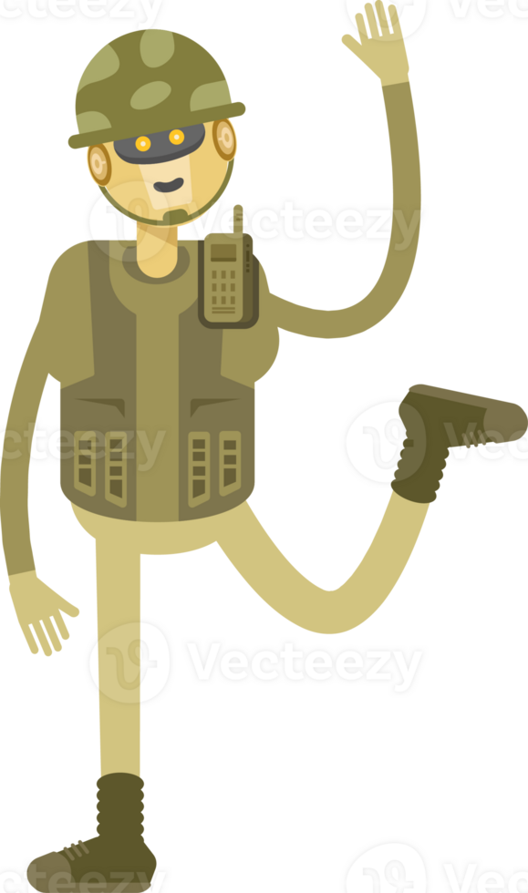 Robot Soldier Character Rising One Hand Illustration png