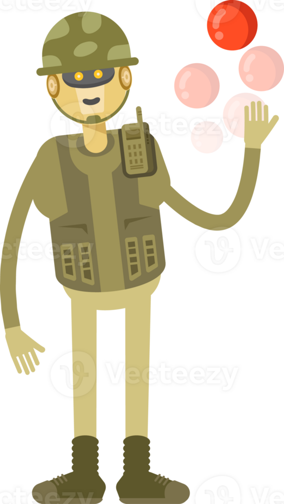 Robot Soldier Character Playing Ball png
