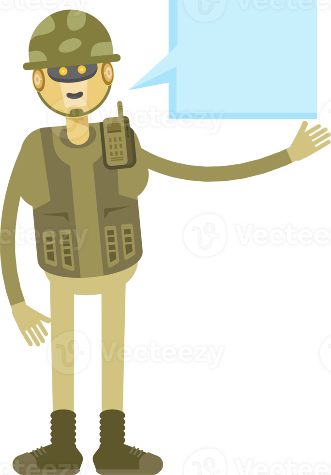 Robot Soldier Character and Speech Bubble png