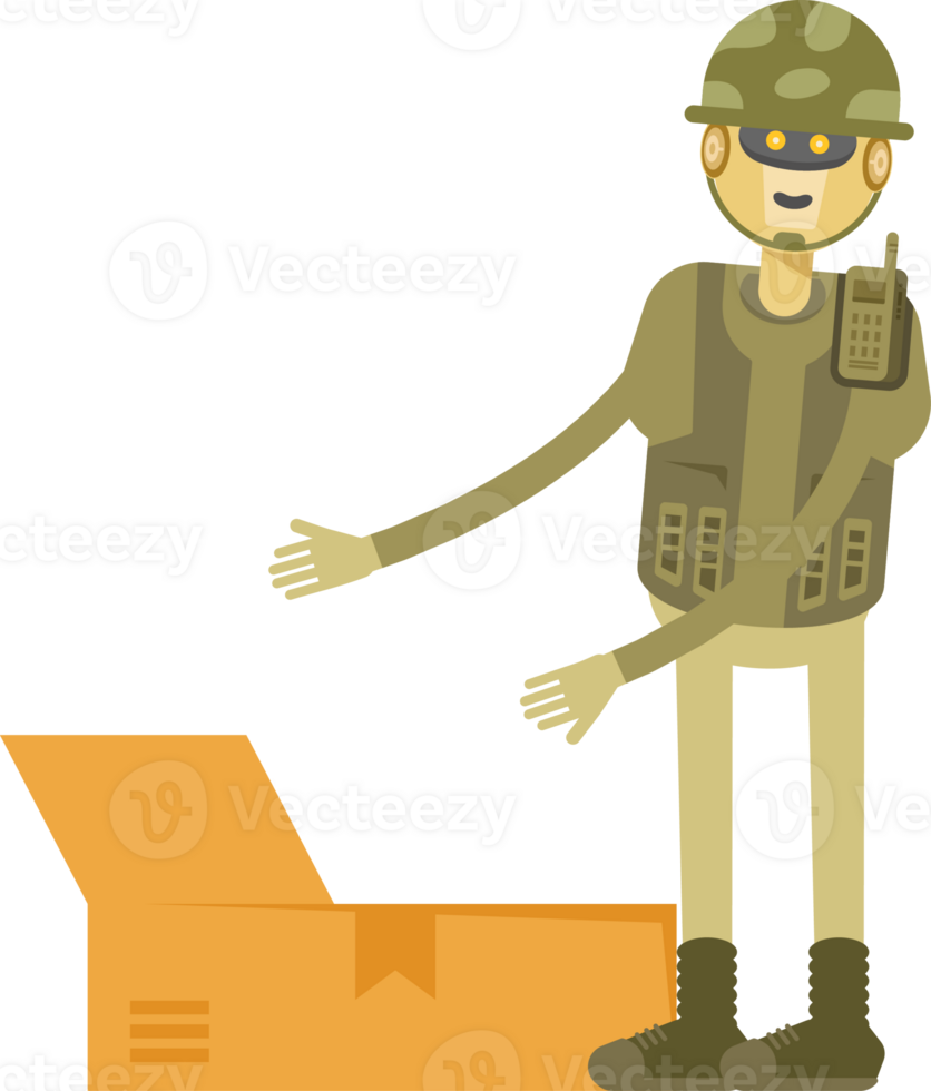 Robot Soldier Character Opening Box png