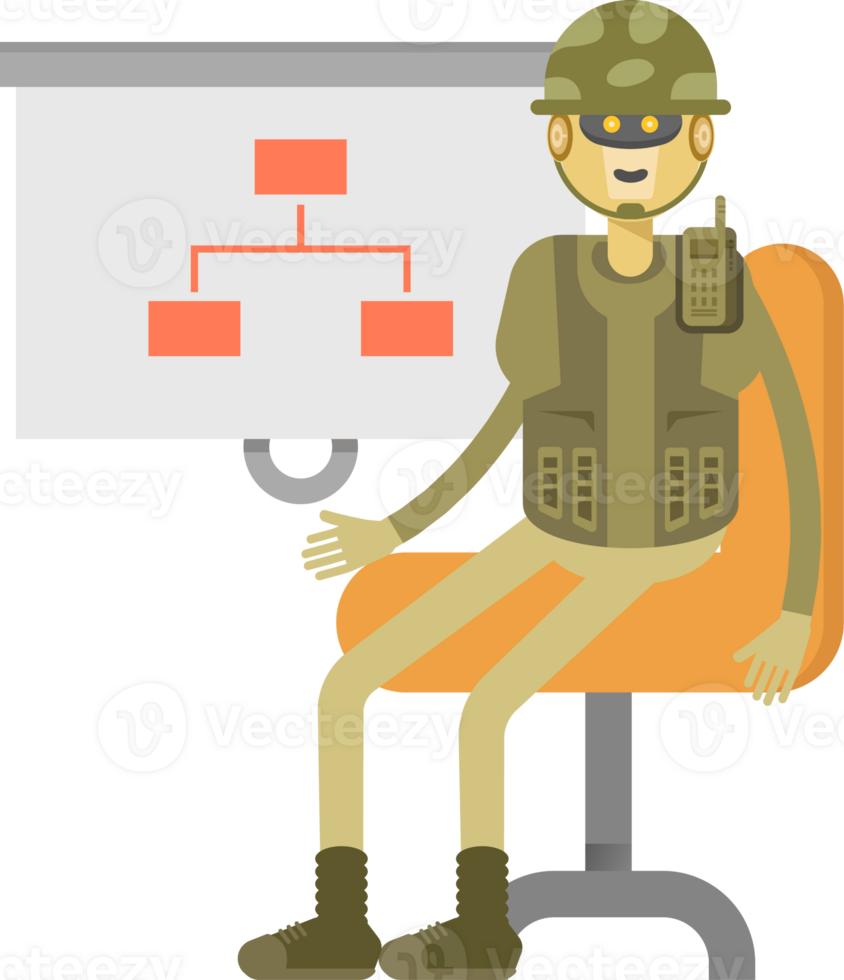 Robot Soldier Character Presenting Organization Chart png