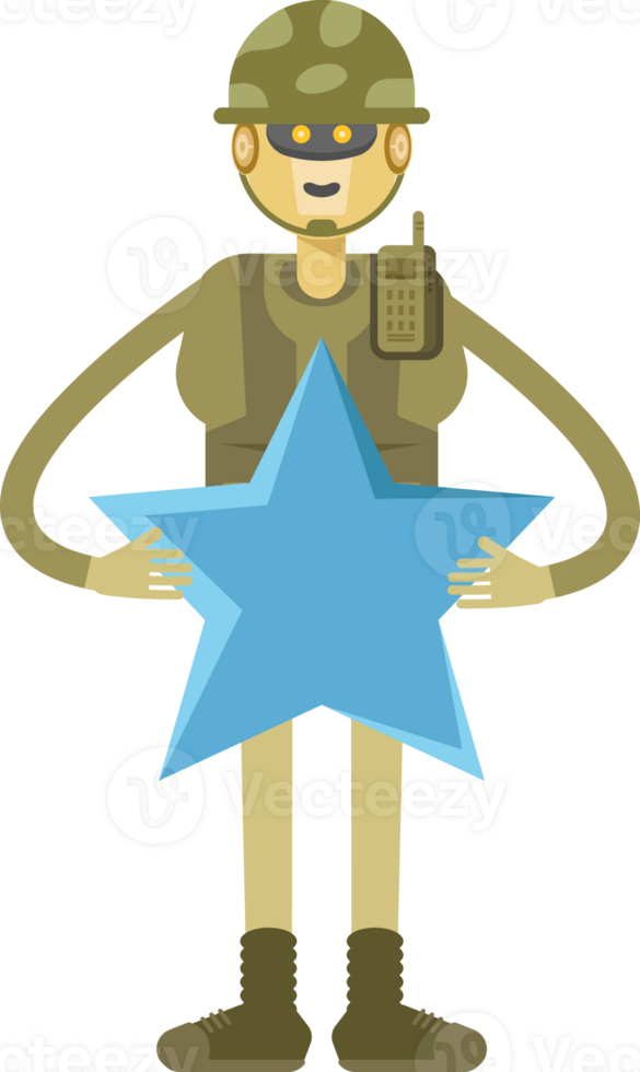 Robot Soldier Character Holding Star png