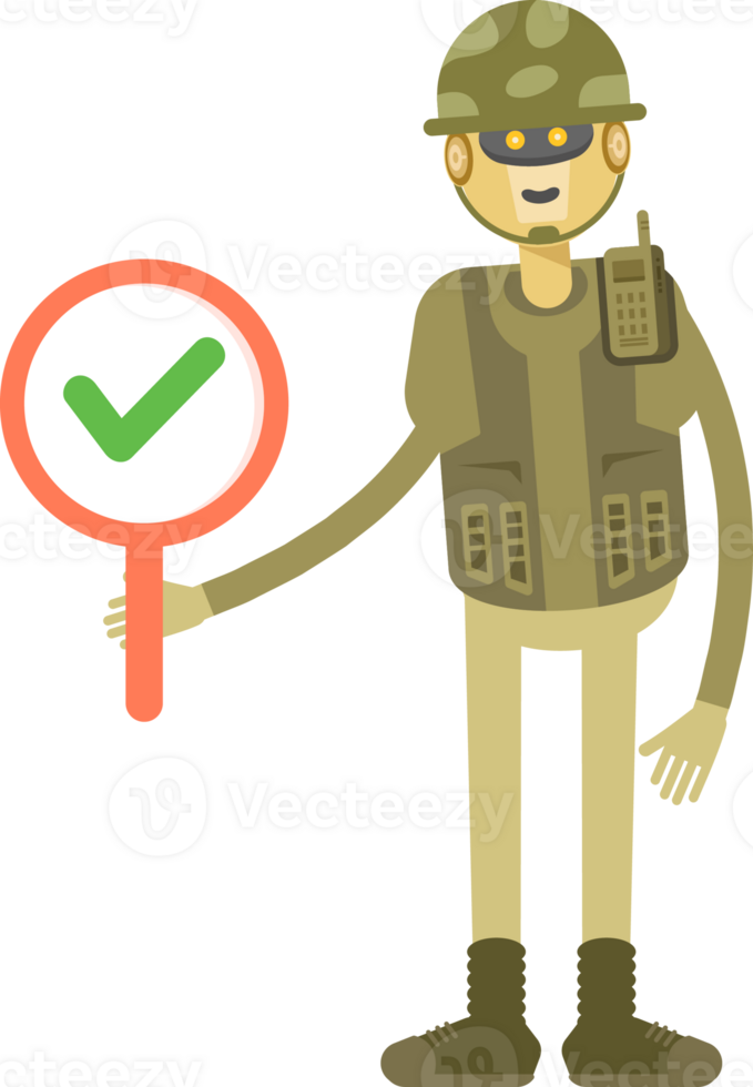 Robot Soldier Character Showing Check Mark png