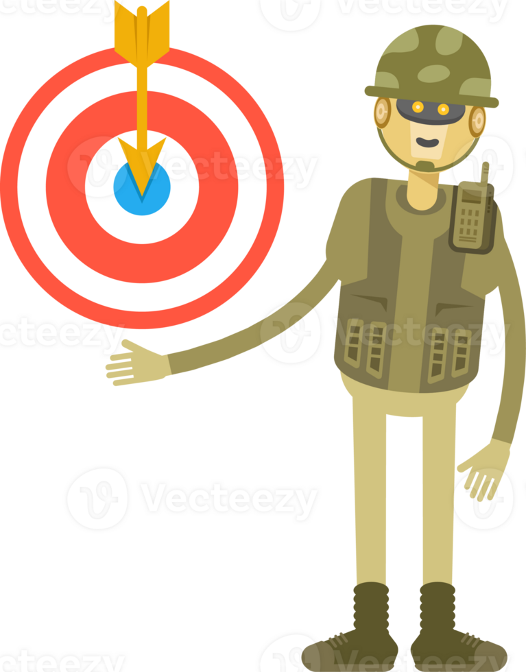 Robot Soldier Character Holding Dart png