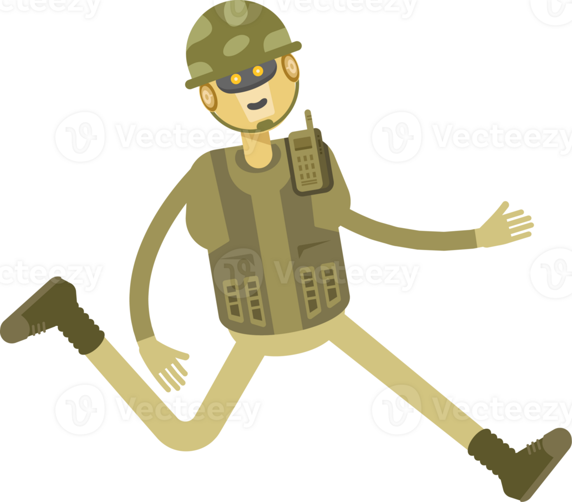 Robot Soldier Character Running Illustration png