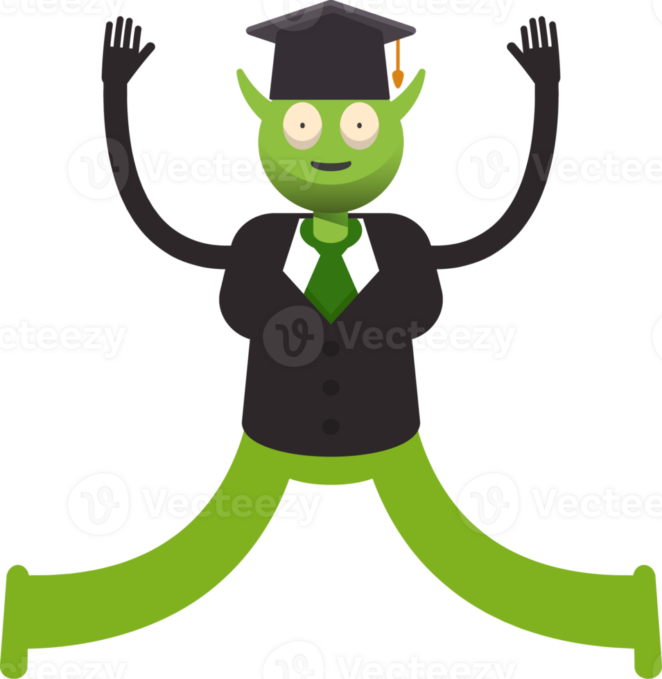 Monster Student Character Relaxing and Jumping Illustration png