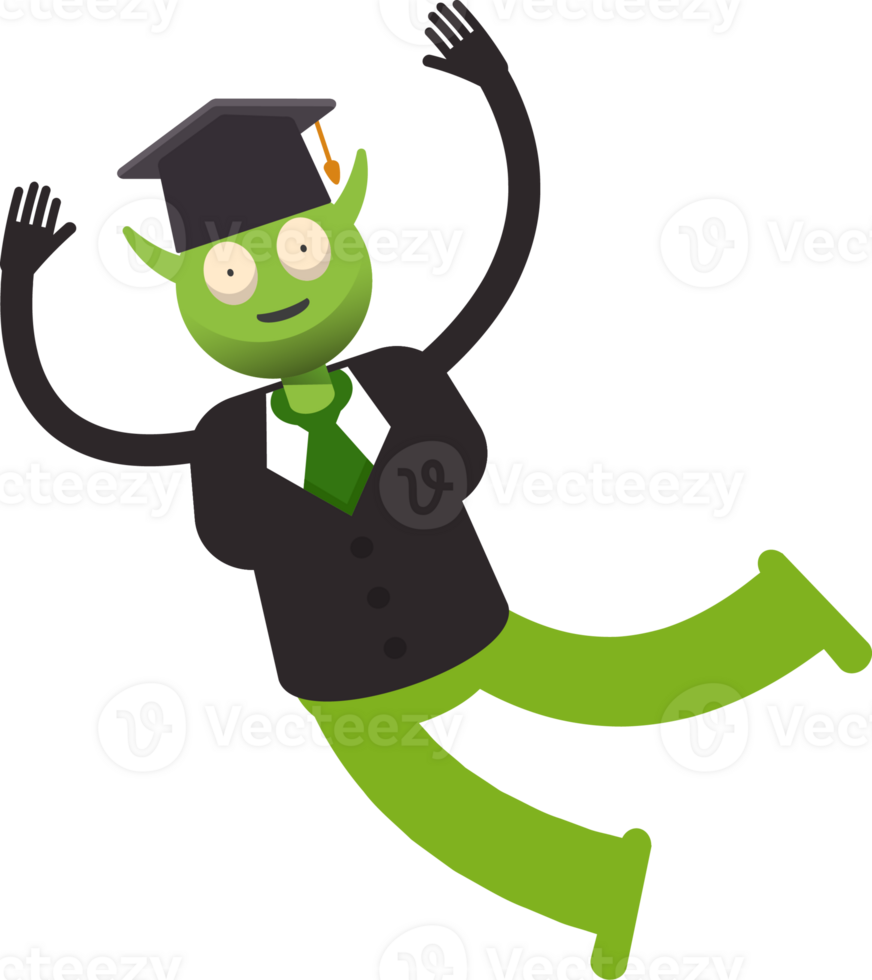 Monster Student Character Relaxing and Jumping png
