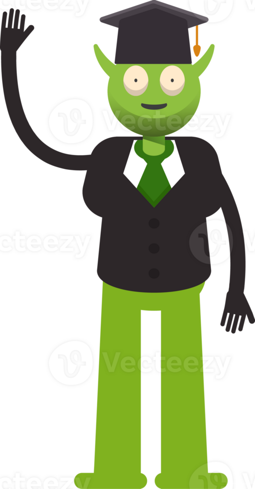 Monster Student Character Greeting Illustration png