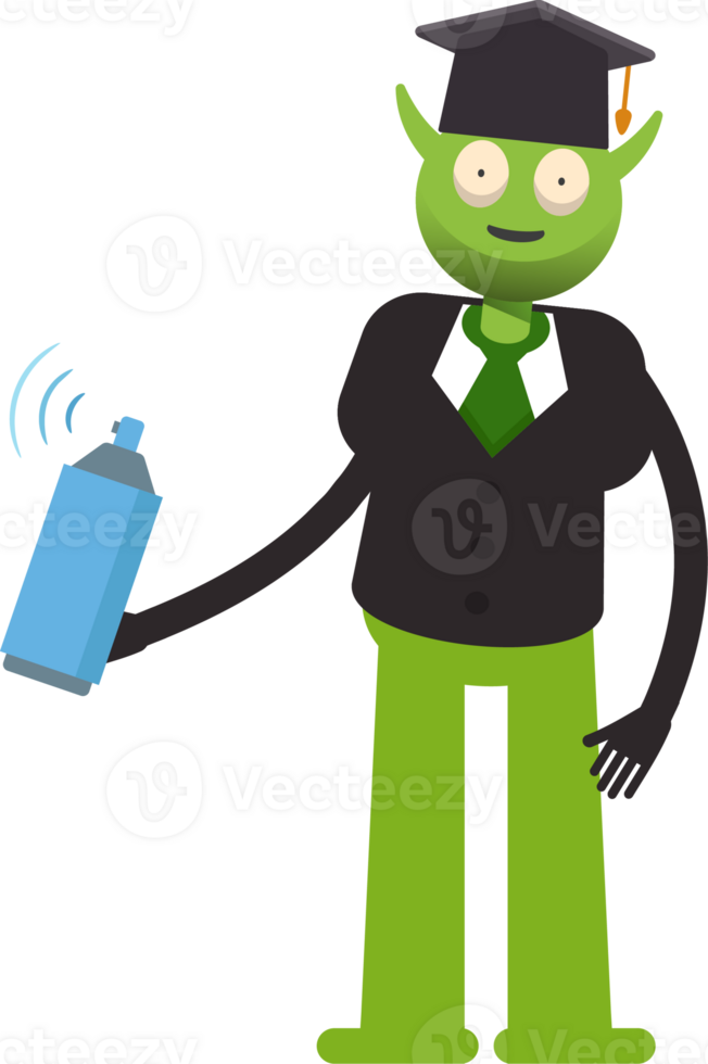 Monster Student Character Using Paint Spray Bottle png