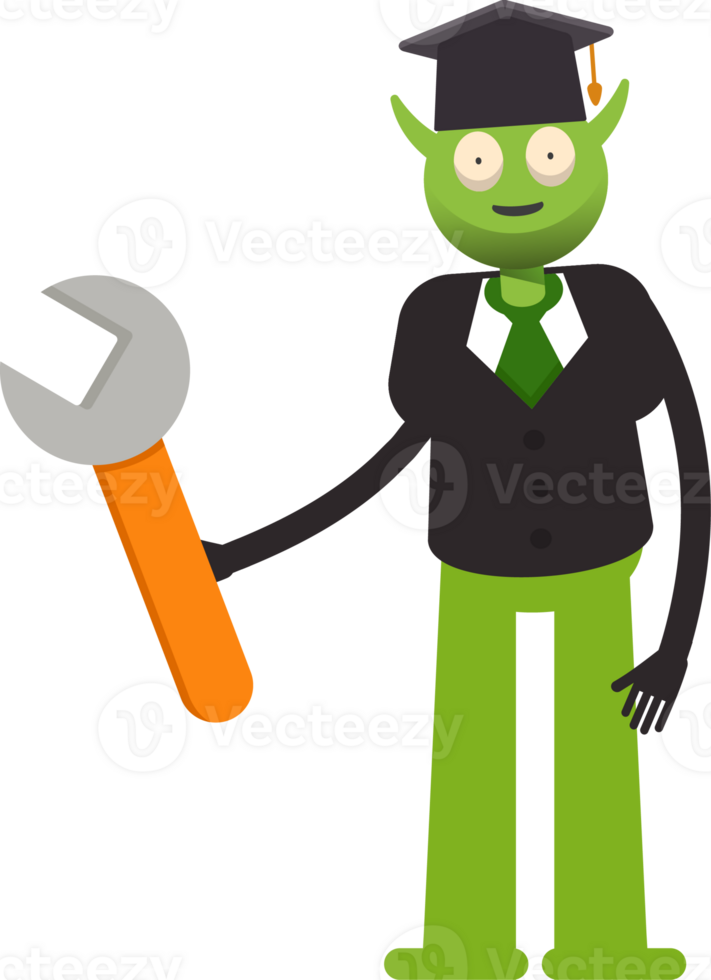 Monster Student Character Using Wrench Tool png