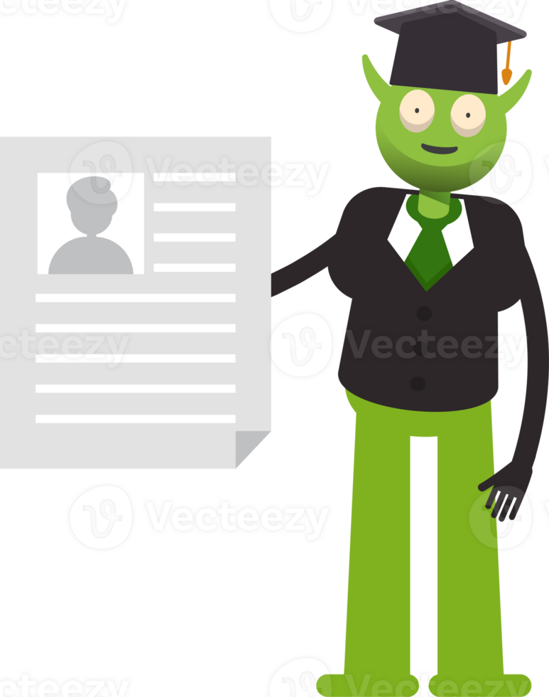 Monster Student Character Holding Job Application Document png