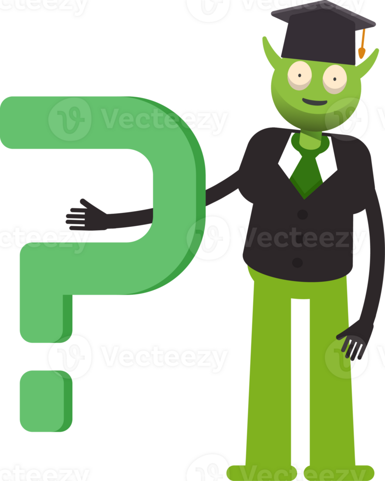 Monster Student Character and Question Mark png