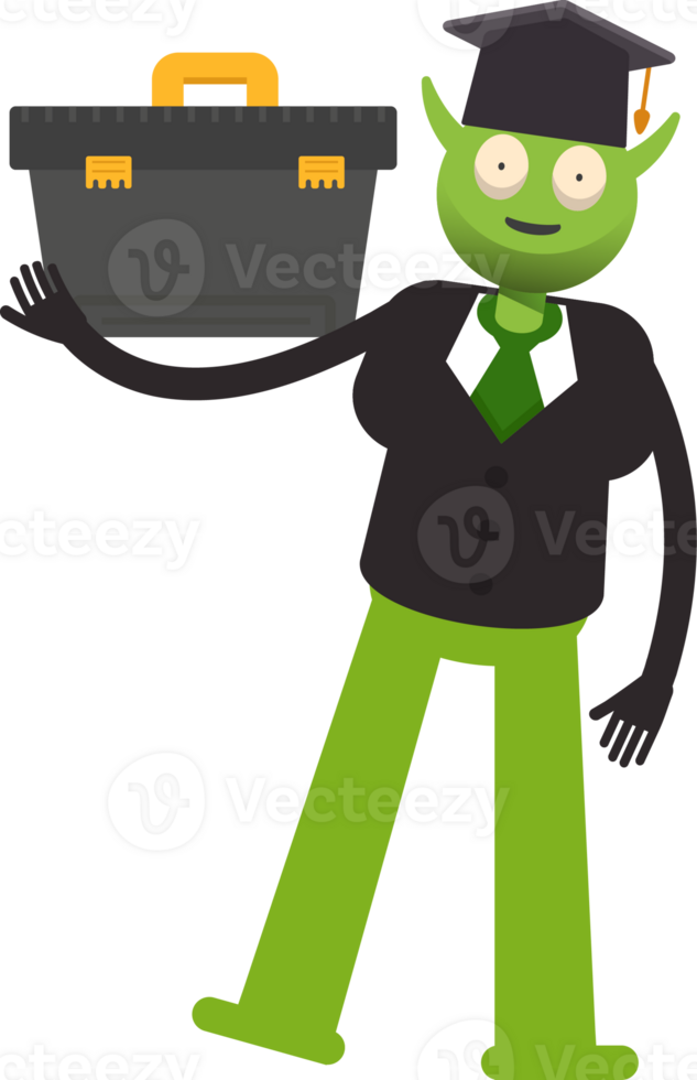 Monster Student Character Holding Toolbox Illustration png