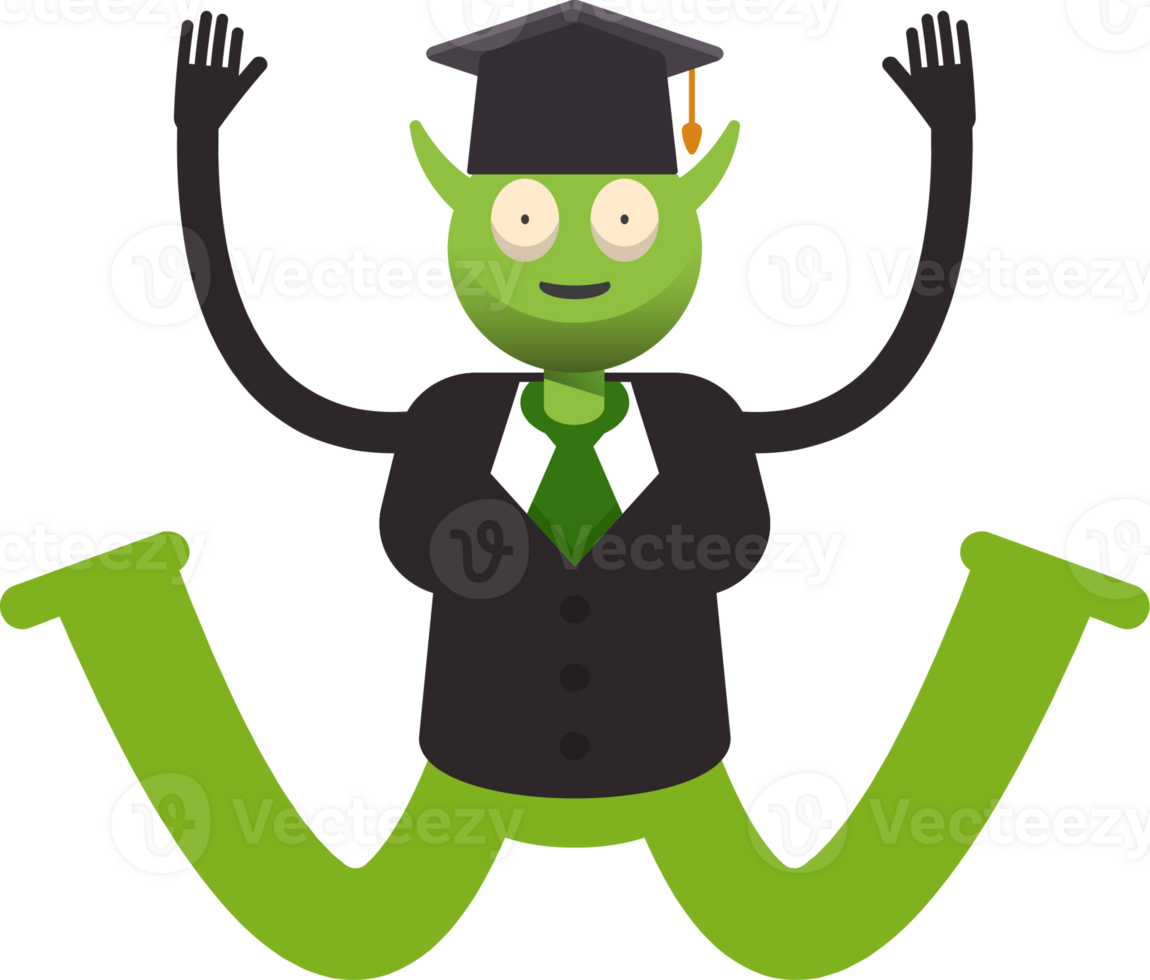 Monster Student Character Jumping Illustration png