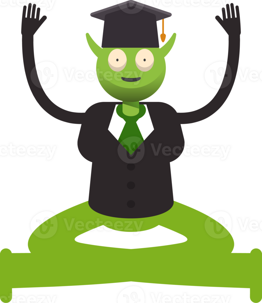 Monster Student Character Sitting Illustration png