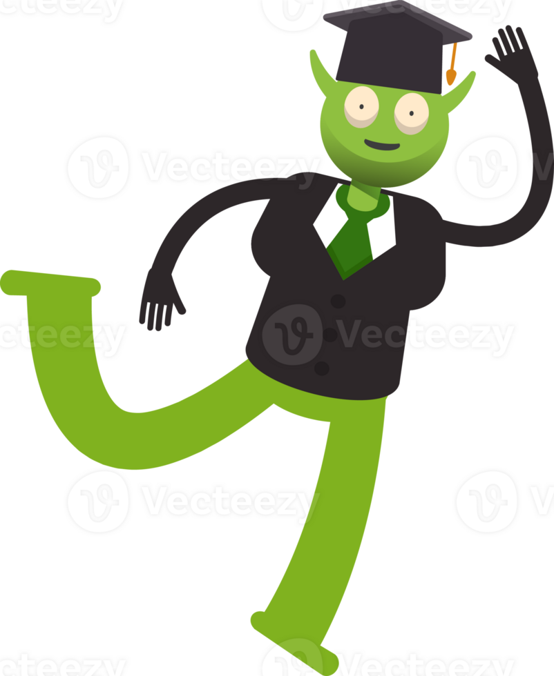 Monster Student Character Jumping and Flying png