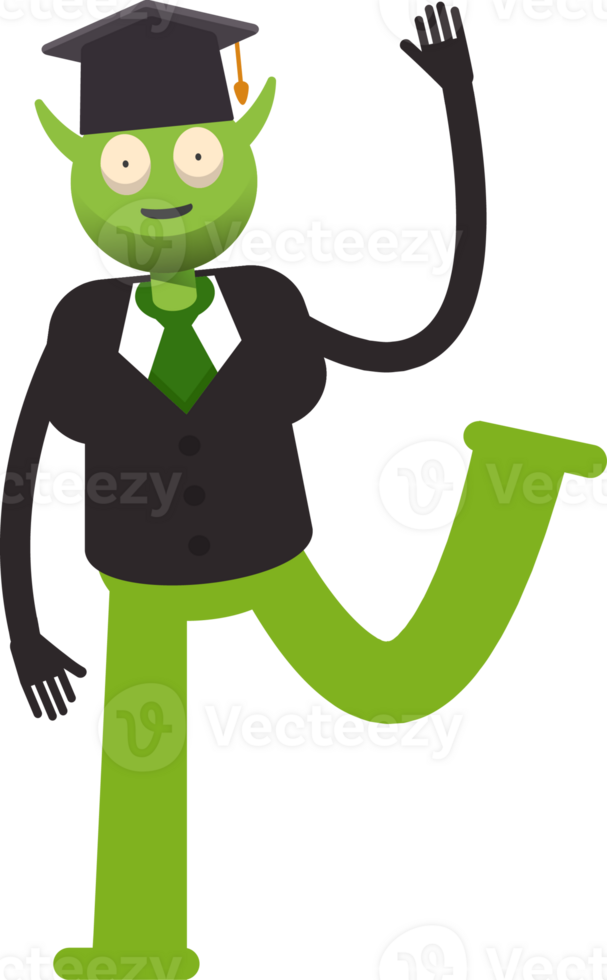 Monster Student Character Rising One Hand Illustration png