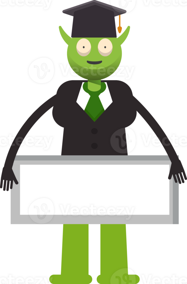 Monster Student Character and Blank Signage png