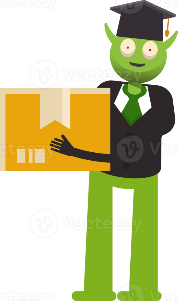 Monster Student Character Holding Box png
