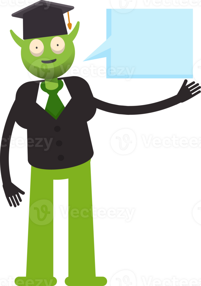 Monster Student Character and Speech Bubble png
