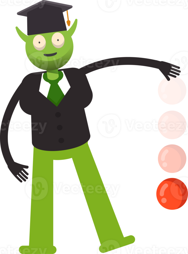 Monster Student Character Throwing Ball png
