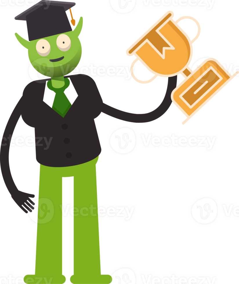 Monster Student Character Holding Space Gun png