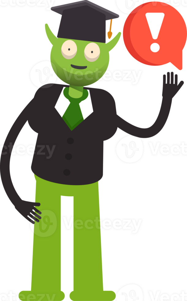 Monster Student Character and Error Sign png