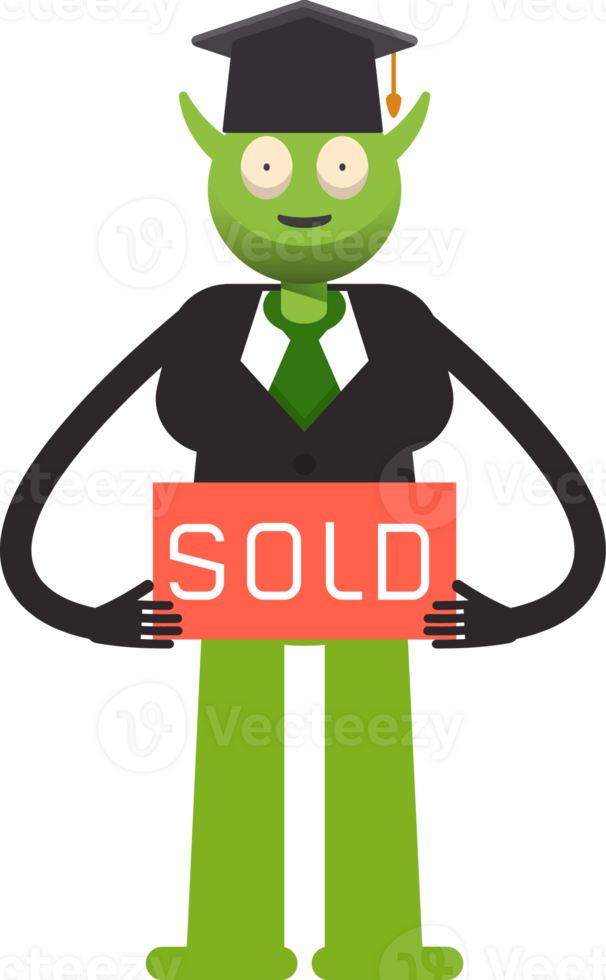 Monster Student Character Showing Sold Banner png
