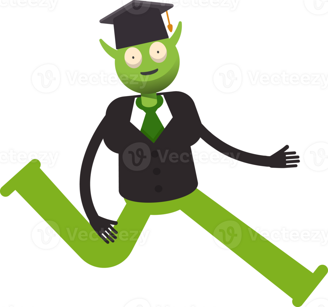 Monster Student Character Running Illustration png