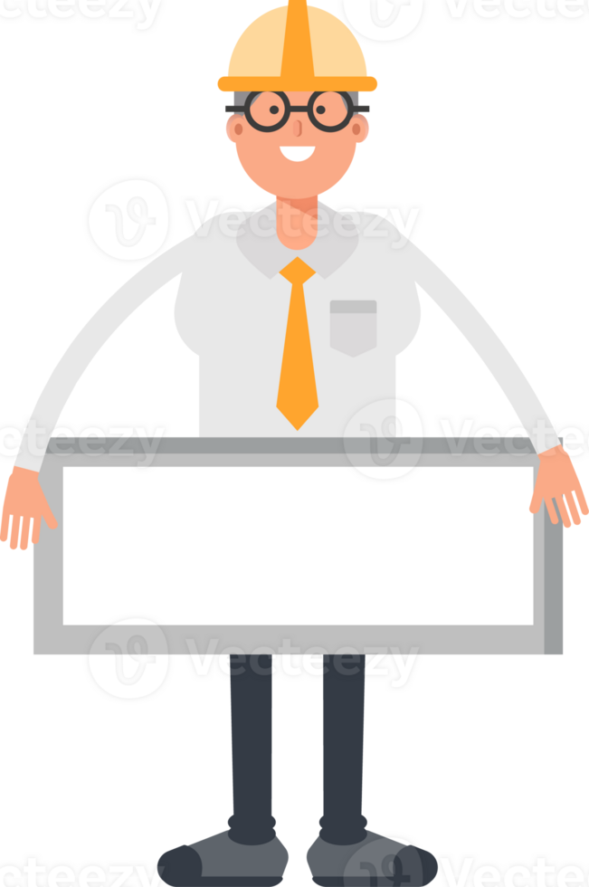 Architect Character and Blank Signage png