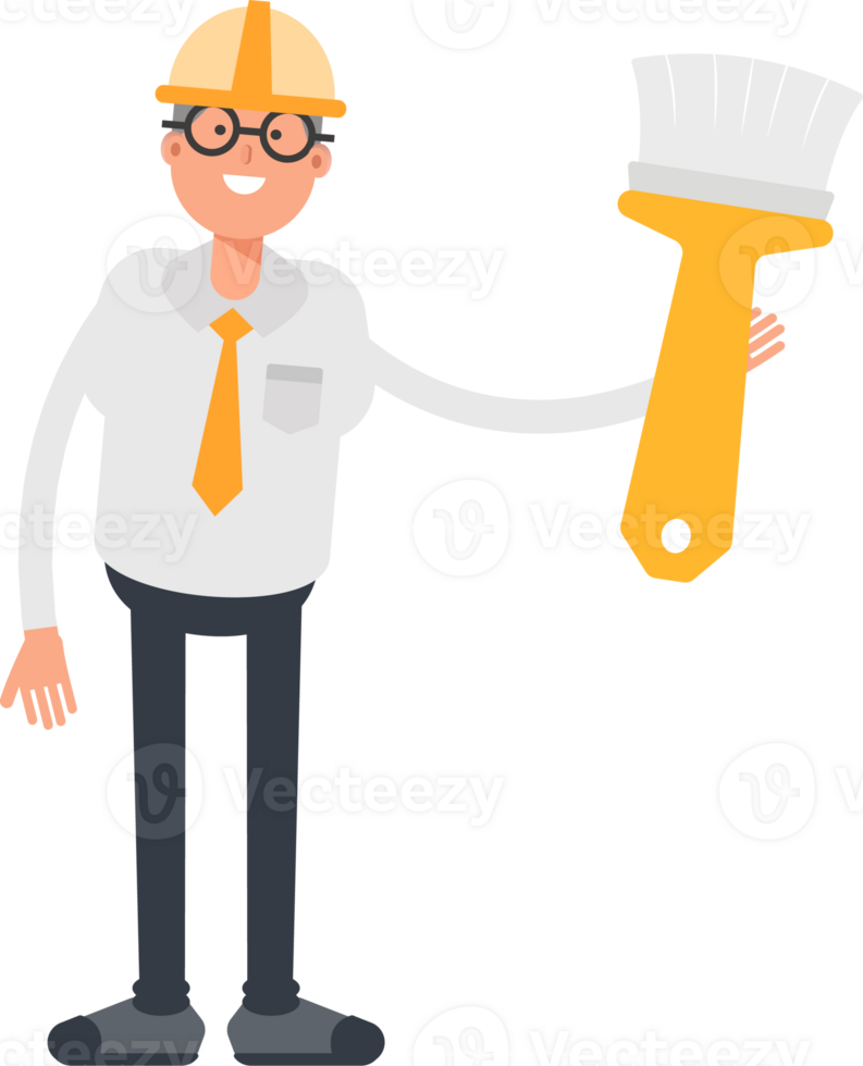 Architect Character Holding Painting Brush Illustration png
